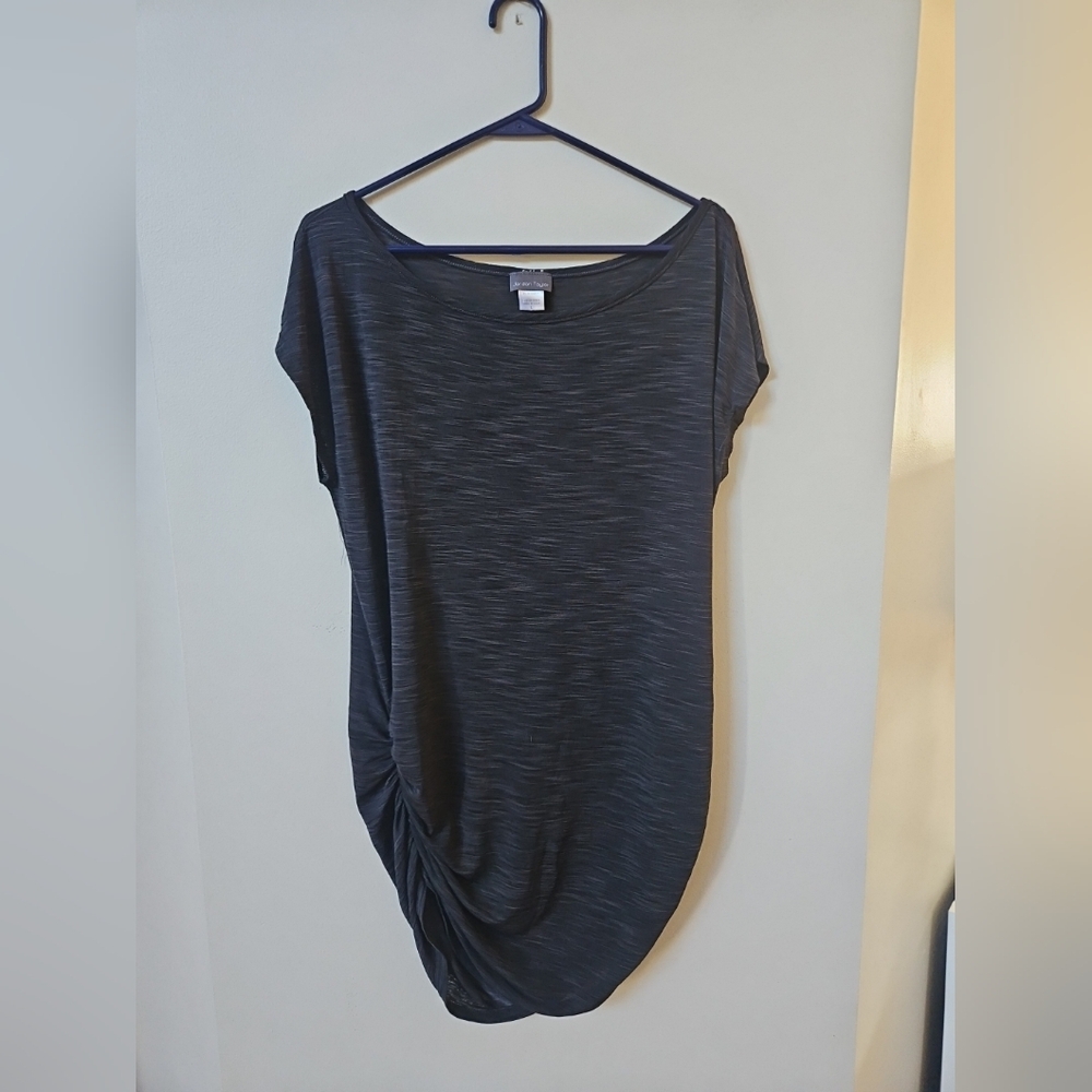 Jordan Taylor Swim Cover Up Size LARGE Semi Sheer Mesh Tunic Short Sleeve Grey